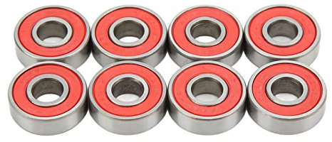 8 Pezzi Cuscinetti a Sfera 608RS ABEC 9 con Guarnizioni in Gomma, Cuscinetti Per Skateboard Sigillati in Acciaio al Carbonio 8 X 22 X 7 Mm Per Pattini a Rotelle, Tavole da Ballo, Skateboard(Rosso)