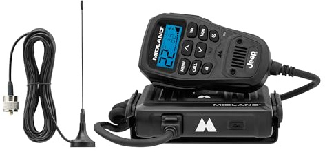 Midland - MXT275 Jeep Branded MicroMobile GMRS Radio - 15 Watts Two-Way Radio with Integrated Control Microphone - Overland Tractors Detachable External Magnetic Mount Antenna - 8 Repeater Channels