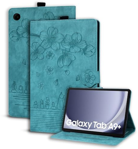 Succtopy Hülle für Samsung Galaxy Tab A9+/A9 Plus 11 Zoll 2023 Folio Flip PU Leder Schutzhülle Galaxy Tab A9+ 11 2023 Stifthalter Stand Wallet Cover Case Tablet Hülle SM-X210/X215/X216 Hellgrün