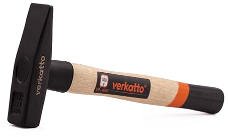 Mivos Låshammare 300 g med smitt hammarhuvud och trähandtag – ingenjörshammare 300 g huvudvikt – verktyg för låssare – stålhammare – verkstadshammare – DIN 1041