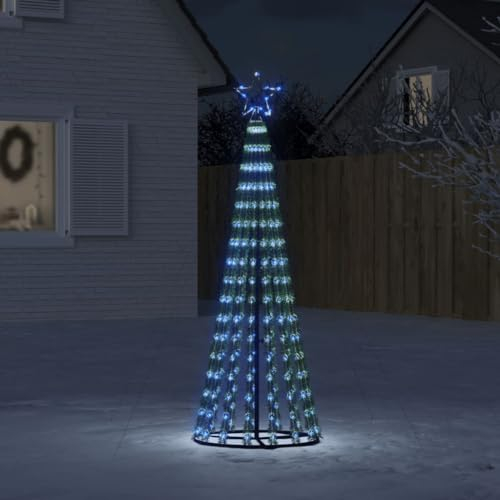 Festnight Weihnachtsbaum Außen Kegelform,Lichterbaum Aussen,Weihnachtspyramide,Tannenbaum Beleuchtung 275 LEDs Blau 180 cm Weihnachtspyramide Außen
