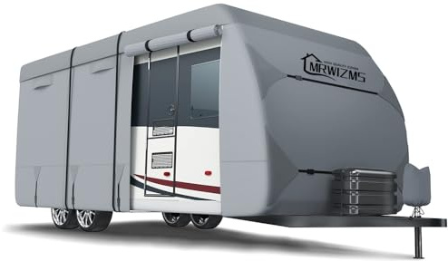 MRWiZMS Wohnwagen schutzhülle, Wohnwagen Abdeckung, Rundumschutz, UV-Schutz, Wasserdicht, staubdicht, Universal-Wohnwagenabdeckung (L610xB250xH220cm)