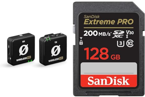RØDE Wireless ME TX Ultra-kompakter Drahtlos-Mikrofonsystem & SanDisk Extreme PRO SDXC UHS-I Speicherkarte 128 GB