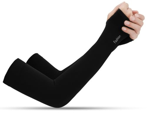 Wnddle 1 Paar Unisize Hochwertige Rutschfeste Kompressions Armstulpen für Männer und Frauen, Sport Armlinge, Arm Sleeve Gaming, Ärmlinge für Damen Herren, Arm Ärmel ​mit UV Sonnenschutz. (Schwarz)