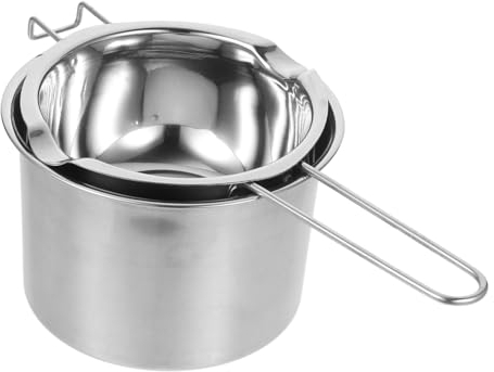 DIYEAH Juego De Olla Para Baño María De Acero Inoxidable 600ml y Cacerola Exterior 16cm, Asa Segura, Color Plateado, Para Fundir Chocolate y Cera Cocina Doméstica