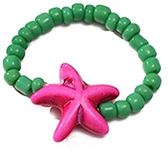 XANHOY Seestern-Perlenringe, Regenbogen, bunte Reisperlenringe, handgefertigte Rocailles-Perlen, stapelbare Ringe, Schmuck für Mädchen und Damen