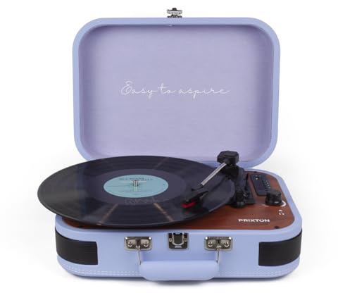 PRIXTON VC600 - Tocadiscos de Vinilo Vintage, Reproductor de Vinilo y Reproductor de Musica Mediante Bluetooth y USB, 2 Altavoces Incorporados, Diseño de Maleta (Lila) (Reacondicionado)