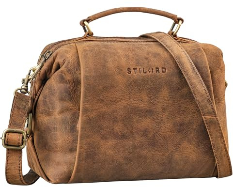 STILORD Vera Vintage Leder Umhängetasche Damen Handtasche klein Echtleder Tasche Retro Damenhandtaschen Antik Schultertasche Echtleder Farbe:sepia - braun