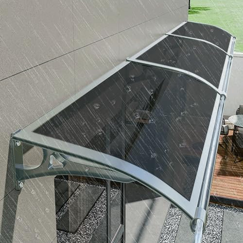 Moderne Außenüberhang-Markise mit Aluminiumhalterung und Polycarbonat-Baldachin, Regen-, Schnee- und UV-Schutz (L60 x B3)