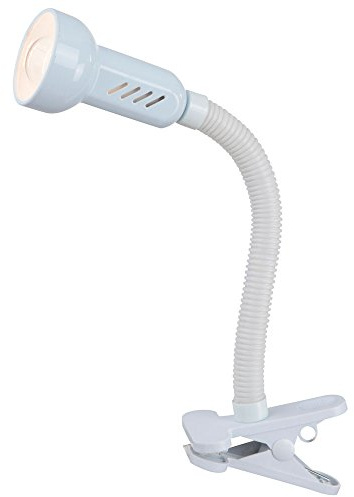 Klemmleuchte Flexo Schreibtischleuchte weiß Klemmlampe Leseleuchte beweglich, Metall Kunststoff, 1x E14 Fassung, H max. 48 cm