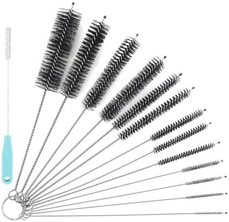 13 spazzole per la pulizia, spazzola per bottiglie, spazzola per bottiglie, spazzola per tubo del latte, in nylon, per provette, teiera, ugello per cannucce