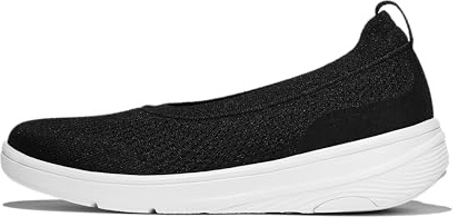 Fitflop Zapatos Planos de Ballet Super-Q Knit para Mujer, Color Negro, Talla 6.5, Black, 40 EU