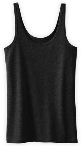 Fair Indigo Women's Luxe 100% Organic Pima Cotton Tank Top (L, Dark Charcoal Heather)