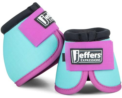 Jeffers Ballistische Hufglocken für Pferde, Türkis und Lila, Größe M, stoßdämpfender Hufschutz für Pferde, sicherer Doppel-Klettverschluss, perfekt für Reisen, Training und Reiten
