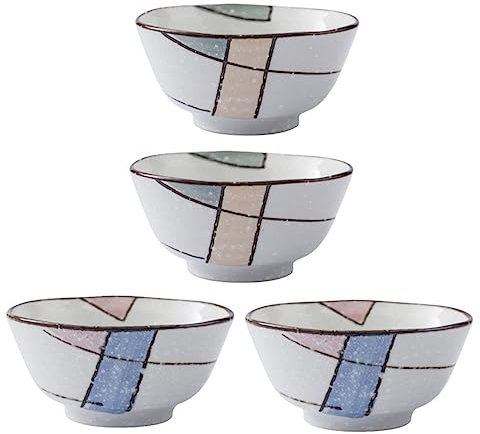 KOCKSHION 4pezzi Ciotole Ceramica Coloratper Zuppa Riso e Insalata Design Elegante Per Cucina e Tavola Domestica