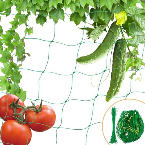 Red para Plantas Trepadoras 2,7m x1,8m Malla para Plantas Trepadoras con Gran Anchura de Malla Red de Enrejado Jardín para Verduras Frutas Pepino Tomates Plantas de Vid