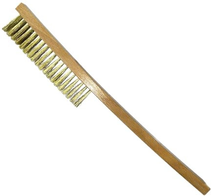 WEDO Cepillo de latón, cepillos de alambre para rascar con mango de madera de 14 pulgadas, cepillo de alambre de cerdas de latón suave para limpiar óxido de metal, soldaduras, cepillos de cables