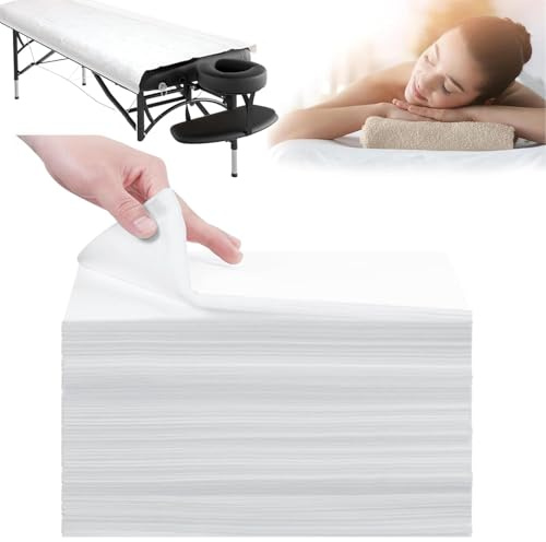 Jvnhent 100 Stück Einweg Spannlaken für Massageliegen,Abdeckung für Massagebetten, Einweg Bettlaken,Einweg Massagetisch Bettlaken für Schönheitssalon,Spa,Massage,Hotels,180 x 80 cm (Weiß)