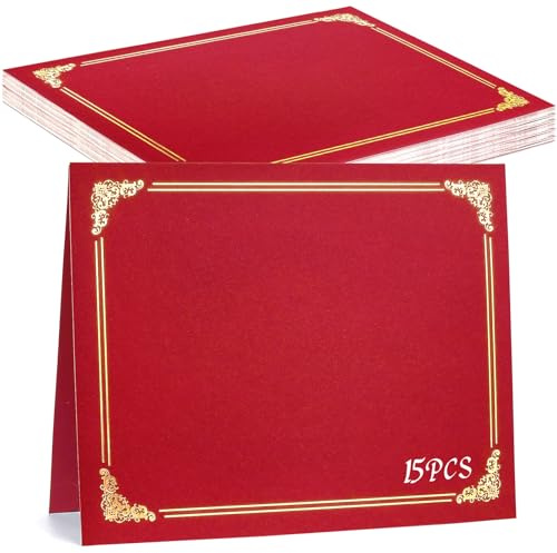 gisgfim 15Pcs Certificate Holders Diploma Covers Single Sided Gold Foil Border Award Certificate Covers for Letter Size 8.5x11 Certificates Cardstock Document Papers Storage Organizer (Bright red)