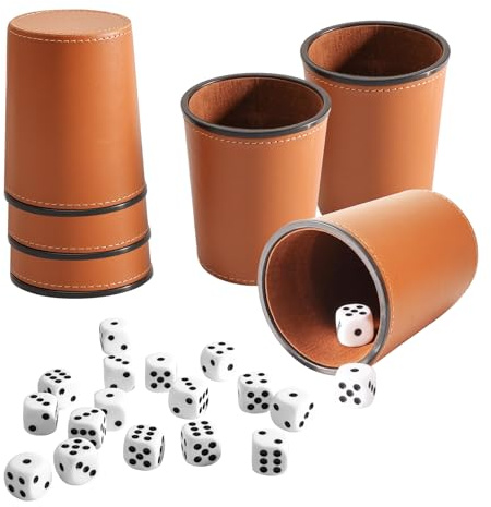 ASOFTY Würfelbecher Set, 6 Leder Würfelbecher mit 36 Würfeln, Schocken Set für für Erwachsene, Bar, Party, Casual, Camping