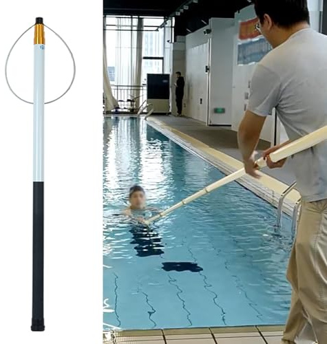 Gancio di Sicurezza telescopico per Piscina - Palo di Salvataggio di Emergenza con Impugnatura Antiscivolo, salvagente in Fibra di Vetro Resistente per spiagge e Piscine, Strumento essenzial