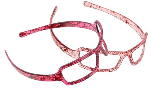 HAMPPLIES Bandeaux Pour Femmes Lot De 2, Taille Unique, Bandeaux Pour Se Laver Le Visage Design Lunettes, Accessoires Pour Cheveux Coloris Rose Clair Et Rouge Foncé, Usage Quotidien Et Fêtes