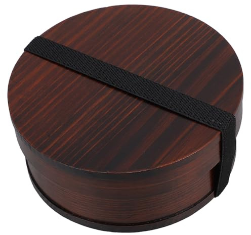 UTHCLO Caja Bento de Madera Japonesa Redonda 14.8x6 Cm Portátil Contenedor de Alimentos Fiambrera para Oficina Picnic y Almacenamiento de Frutas