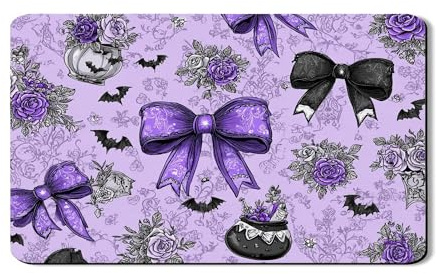 Violet Bow Dish Drying Mats For Kitchen Counter, Vintage Floral Absorbent Rubber Drainer Mat, Halloween Decorative Drying Pad For Kitchen Bar Protector 12x20 Inch