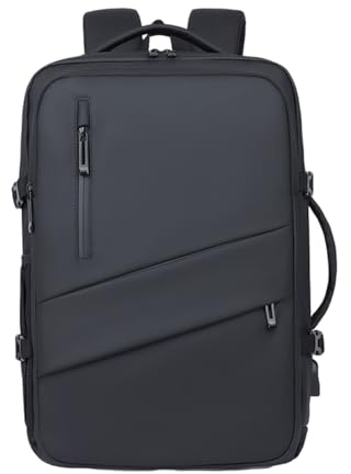 Greabuy bärbar dator PC axelväska bärväska med USB-laddningsport portföljer affärer avslappnad skolväska, Svart, 31*18*46cm