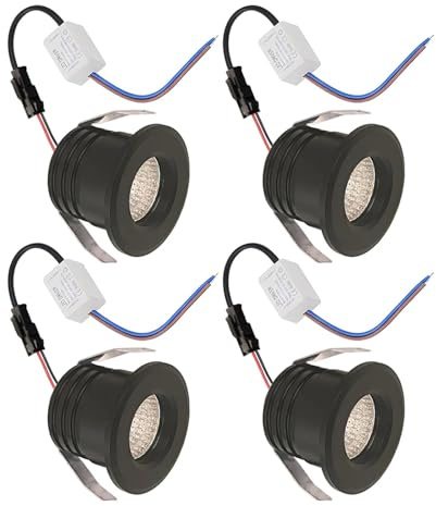 eufeifeiegds 4x 3W LED-skåpbelysning 30 mm hål 100V 120V 230V 240V Infälld LED-lampa Downlight Skåp Spotlight Tvättrum Trappbelysning(Black Shell,WARM WHITE 3000K_AC 85-265V)