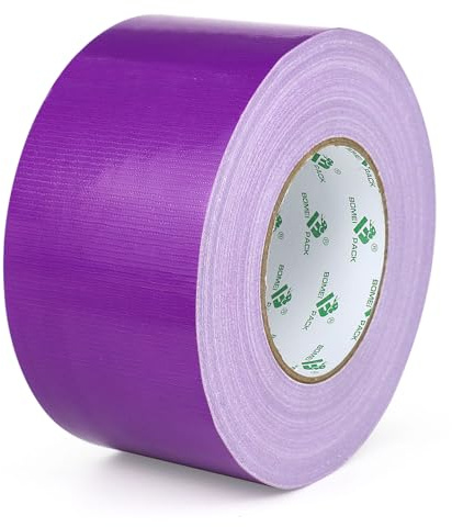 BOMEI PACK Ruban Adhésif Toilé Heavy Duty Duct Tape 75mm x 50 m pour les travaux de réparation, fixation, de scellage, d'étiquetage et de rénovation (Violet)