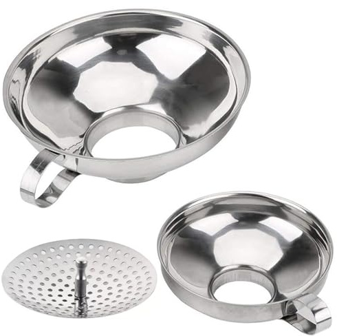 Set di imbuti per conserve in acciaio inossidabile da 3 pezzi - Imbuti a bocca larga con filtro per barattoli di vetro, forniture per conserve da cucina