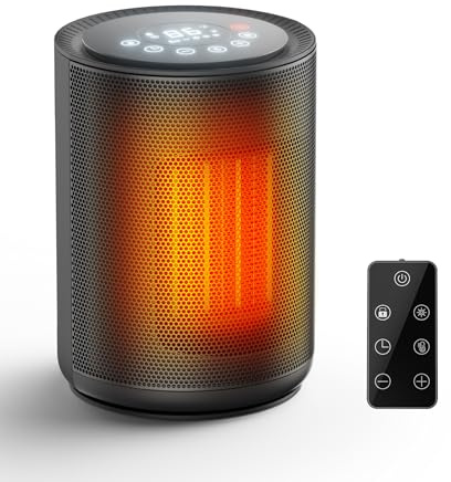 COWSAR Space Heater, 1500W Portable Electric Heaters with Thermostat, Remote, Overheat and Tip-Over Protection, 24H Timer, 3 Modes, Safe Quiet Room Heater Small Space Heaters for Indoor Use