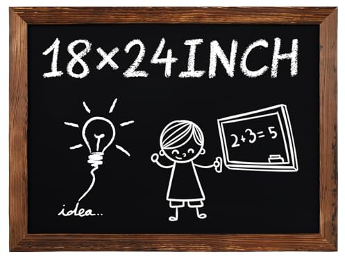 Resholder Magnetic Dry Erase Blackboard for Wall, 18 x 24 Solid Wood Frame Wall-Mounted Chalkboard, Decorative Notice Board, Erasable Message Board for School, Office, Home
