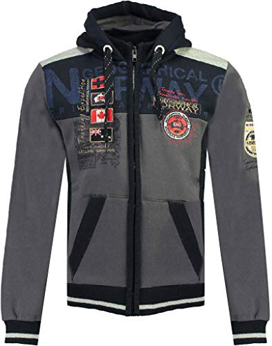 Geographical Norway Huvtröja för män Geday män sweatjacka huvtröja sportjacka vandringsjacka, Grå (mörkgrå/marinblå), S