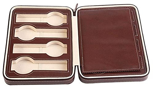 Scatola portaoggetti per orologi a 8 griglie Custodia da viaggio portatile in ecopelle con cerniera(Caffè)