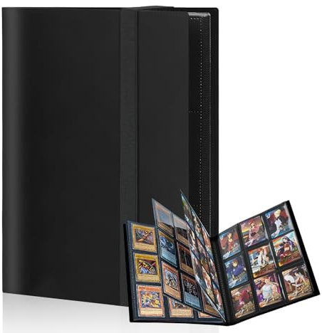 Album Porta Carte Collezionabili,20 Pagine, 360 Raccoglitore Carte,Cinghia Elastica,Compatible Con Varie Carte da Collezione (nero)