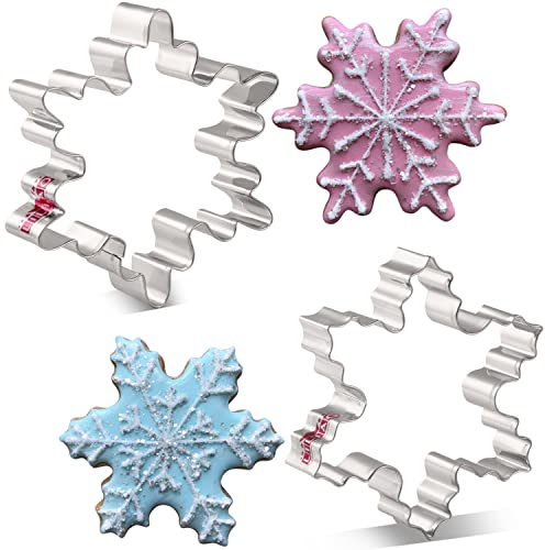 LILIAO Christmas Winter Snowflake Cookie Cutter Set - 2 Piece - 4 and 3.7 inches - Stainless Steel