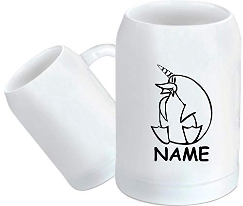 Shirtstown Chope à bière, animaux amusants avec nom au choix, pingouin, licorne, pingouin, verre à bière, mesures, dictons logo animaux zoo naturel.