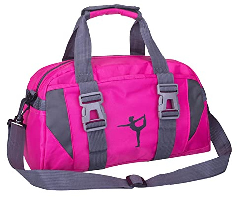 Sport gymväskor för kvinnor yogaväska balettdans duffelväska för flickor övernattningsväskor för flickor helgväskor, Rosa, L, Handbagage storlek