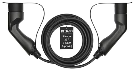 Deltaco EV-1215 Ev-Laddkabel, (5m) EU, Svart
