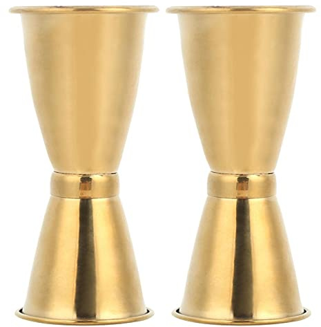 Tissting 2 Piezas Jigger Doble Cara, Vaso Medidor Cocktail Acero Inoxidable Doble Cara Espirituoso Taza Bartender Cóctel Accesorios para Bar en Casa (L)