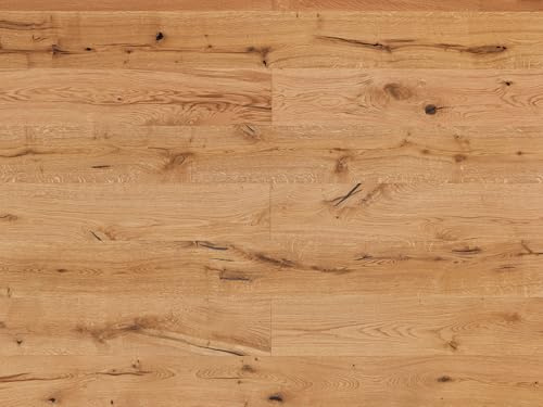 Plaque de parquet en chêne, raboté, biseauté, huilé transparent - Système de clic déroulant - Format : 1900 x 190 x 14 mm (parquet | 1m², chêne huilé transparent)