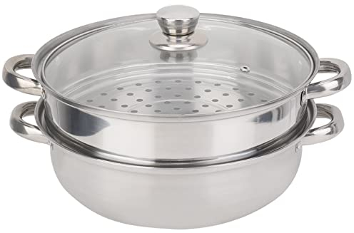 Tiiyee 2 Strati Vaporiera In Acciaio Inossidabile, Pentola Con Vetro Coperchio Doppia Steamer Cestino Impilabile Cuocivapore Cucina Piroscafo Caldaia Per Cottura Verdure Carne Pesce Dim Sum