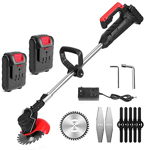 42V Grass Trimmers Electric 2-in-1 Lawn Edger Brush Cutter, Cordless Strimmer Telescopic With 180° Head pivots, for Garden Clearing Weeds Flower Trees