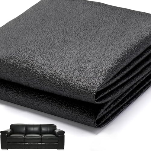 Parches de Cuero Adhesivos, 60 x 200cm (Negro) | Parches para Polipiel, Cuero, Muebles y Chamarra, Asiento de Coche