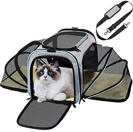 (10997 Grau/Hellblau) Haustier-Transporttasche Katzentasche Hundebox Transportbox Tragebox Hunde Katzen Hundetasche Katzentasche …