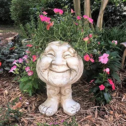 Mugglys Gesicht Statue Pflanzer,Lustiger Ausdruck Blumentopf,Gesicht Blume Topf Kopf Pflanzer,Pflanztopf Büste,Gesicht Kunst Skulptur Blumentopf Harz,Gesicht Pflanzer Blumentopf Figur Garten Dekor (A)