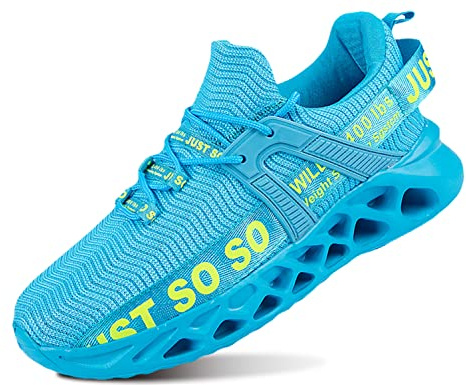 QDCFY Damen Laufschuhe Turnschuhe Sportschuhe Sneaker Atmungsaktiv Turnschuhe Leicht Laufschuhe Slip On Walkingschuhe Blau 36EU