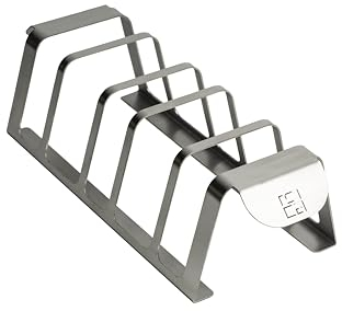 A CA MIA Supporto Costine BBQ e Cottura Verticale Professionale per T-Bones, Fiorentine, Ribs e Verdure. Griglia Barbecue Adatto a Tutti i Tipi di Barbecue a carbonella,Barbecue a Gas e Forno.